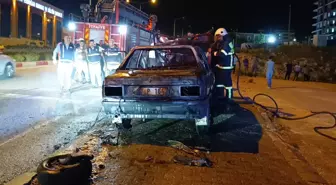 Alkollü sürücünün yaktığı otomobil kullanılamaz hale geldi