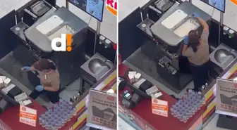 Görüntülendiğinden haberi yoktu! Ünlü markanın şubesinde mide bulandıran hareket