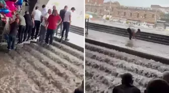 Diyarbakır'da dolu ve sağanak hayatı felç etti! Ulu Cami şelaleye döndü