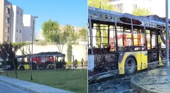 Başakşehir'de İETT otobüsü alev alev yandı