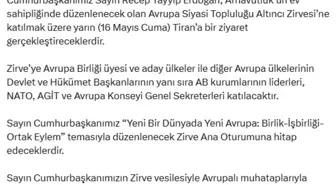 Cumhurbaşkanı Erdoğan, Avrupa Siyasi Topluluğu Altıncı Zirvesi'ne katılmak üzere Arnavutluk'a gidiyor