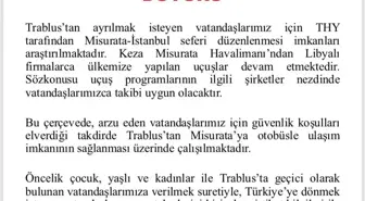 Türk Büyükelçilikten Trablus'ta Bulunan Vatandaşlara Uçuş İmkanı