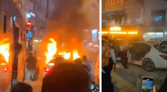 Şampiyonluk kutlamasında atılan havai fişek araca isabet etti
