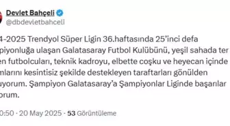 Bahçeli'den Galatasaray'a Tebrik