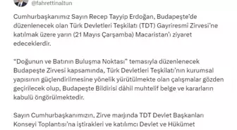 Cumhurbaşkanı Erdoğan, Budapeşte'de düzenlenecek Türk Devletleri Teşkilatı Zirvesi'ne katılacak