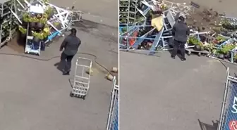 Fırtına çiçekçiyi yerle bir etti, tüm raflar devrildi