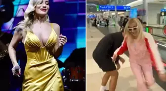 Havalimanında bir hayli eğlendi! İrem Derici'den ilginç dans