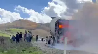 Erzurum'da Beton Mikseri Alev Aldı