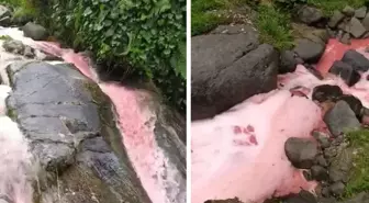 Rize'de rengi kırmızıya dönen dere halkı endişelendirdi