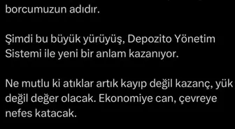 Emine Erdoğan'dan Depozito Yönetim Sistemi paylaşımı