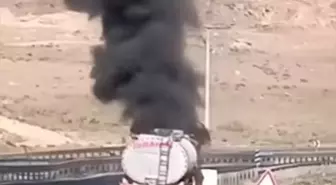 Cizre'de Akaryakıt Tankerinde Yangın Çıktı
