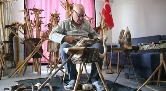 74 Yaşındaki Hasan Kaplan'dan Doğadan Sanat: El Yapımı Bastonlar