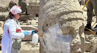 Nemrut Dağı'ndaki Heykellere Nano Kireç Uygulaması Başladı
