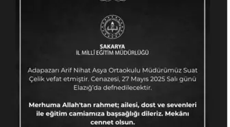 Adapazarı'nda Kanserle Mücadele Eden Okul Müdürü Hayatını Kaybetti