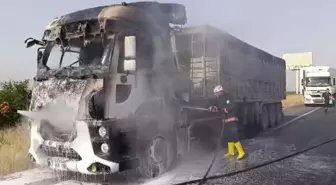 Şanlıurfa'da Seyir Halindeki Tırda Yangın Çıktı