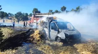 Saman Yüklü Kamyonette Yangın: Çift Ağır Yaralandı
