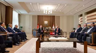 KKTC Cumhurbaşkanı Ersin Tatar, Hazine ve Maliye Bakanı Mehmet Şimşek'i kabul etti