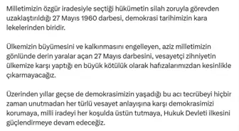 Adalet Bakanı Tunç'tan 27 Mayıs mesajı: 'Demokrasi şehitlerimizi rahmetle anıyorum'