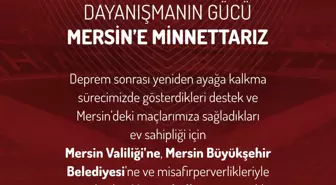 Hatayspor, Mersin'e Teşekkür Mesajı Yayınladı