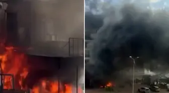 İnşaat malzemeleri satan iş yerinde yangın