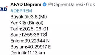 Bingöl'de İkili Deprem: 4,4 ve 3,6 Büyüklüğünde Sarsıntılar