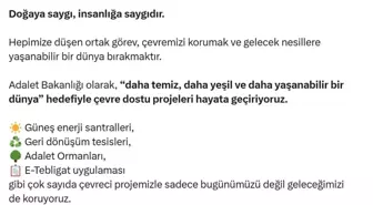Adalet Bakanlığı'ndan Çevre Dostu Projeler: 298 Milyon e-Tebligat ile Doğa Korundu