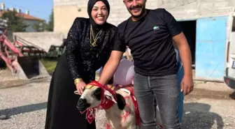 Karapınar'da Nişanlısına Süslenmiş Koyun Hediye Eden Genç