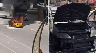 Çakmağı çakmasıyla ticari taksi alev topuna döndü