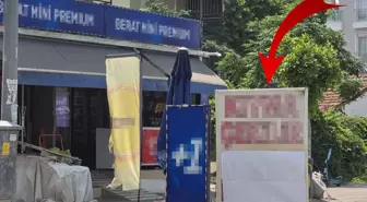 Tekel bayisinde 'kıyma çekilir' afişi