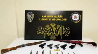 Karaman'da Asayiş Uygulamalarında Uyuşturucu ve Ruhsatsız Silahlar Ele Geçirildi