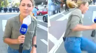 Protestoları takip eden muhabir canlı yayında vuruldu