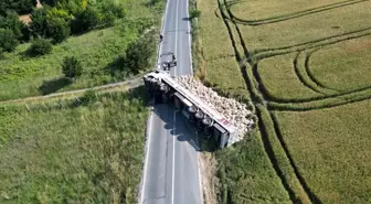 İstanbul'da Patates Yüklü Tır Devrildi, Yol Trafiğe Kapandı