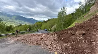 Ardahan'da Toprak Kayması Yol Ulaşımını Engelledi