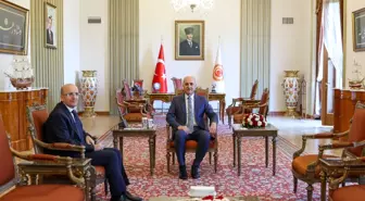 TBMM Başkanı Numan Kurtulmuş, Hazine ve Maliye Bakanı Mehmet Şimşek'i Kabul Etti