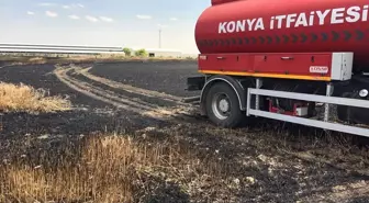 Konya'da Hasadı Bekleyen Buğday Tarlasında Yangın