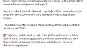 Türkiye'nin Yerli Elektronik Destek Podu EDPOD Hava Kuvvetleri Envanterinde