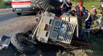 Bursa'da TIR'ın Çarptığı Traktörün Sürücüsü Yaralandı