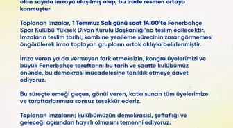 Fenerbahçe'de Olağanüstü Seçim İçin İmza Süreci Tamamlandı
