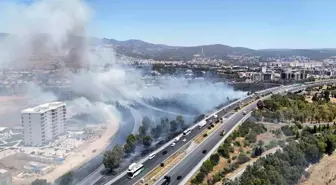 Bornova'da Otoyol Kenarında Yangın: Trafik Aksadı