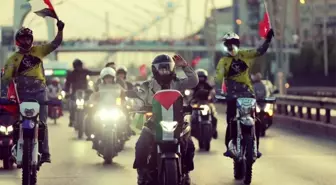 Kayseri'de Motosiklet Sürücülerinden Filistin ve Doğu Türkistan için Anlamlı Konvoy