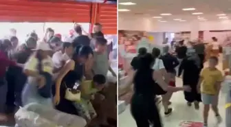 İndirimi görünce kendilerinden geçtiler! Mağazadaki çılgınlık kamerada