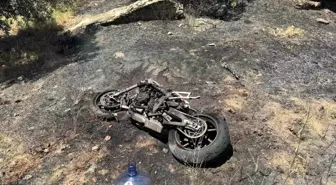 Aydın'da Motosiklet Yangını, Su Bidonlarıyla Söndürüldü