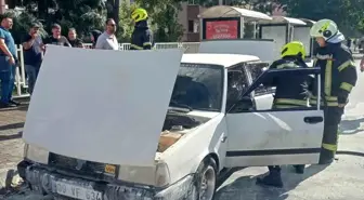 Yeni Alınan Otomobil Alev Aldı, Sürücü Şokta
