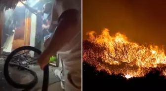 Çeşme'de zamanla yarış! Alevler evlere ulaştı
