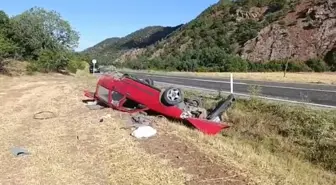 Nallıhan'da Takla Atan Araçtan Burnu Bile Kanamadan Çıktı