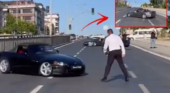 Trafik magandaları kırmızı ışıkta yolu kapatıp drift attı