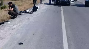 Balya'da İneğe Çarpan Otomobilde Büyük Hasar