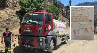 Ödemiş'teki yangın bölgesinde küçük Zeynep'ten itfaiye ekibini duygulandıran not