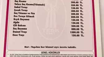 Bafra'da Kuaför ve Berber Tarifeleri Güncellendi