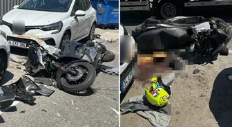 Kan donduran kaza! Motosikletlinin ayağı koptu
